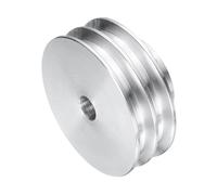 sourcing map V-Type Pulley 10mm Bore 60mm Outer Dia Double Groove Aluminum Alloy for Motor Shaft Drilling Machine 6mm(1/4") PU Shape Belt