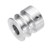 sourcing map V-Type Pulley 12mm Bore 30mm Outer Dia Double Groove Aluminum Alloy for Motor Shaft Drilling Machine 6mm(1/4") PU Shape Belt
