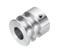 sourcing map V-Type Pulley 14mm Bore 30mm Outer Dia Double Groove Aluminum Alloy for Motor Shaft Drilling Machine 6mm(1/4") PU Shape Belt
