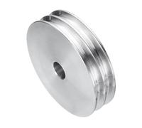 sourcing map V-Type Pulley 14mm Bore 80mm Outer Dia Double Groove Aluminum Alloy for Motor Shaft Drilling Machine 6mm(1/4") PU Shape Belt