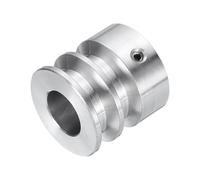 sourcing map V-Type Pulley 15mm Bore 30mm Outer Dia Double Groove Aluminum Alloy for Motor Shaft Drilling Machine 6mm(1/4") PU Shape Belt