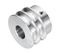 sourcing map V-Type Pulley 16mm Bore 40mm Outer Dia Double Groove Aluminum Alloy for Motor Shaft Drilling Machine 6mm(1/4") PU Shape Belt