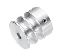 sourcing map V-Type Pulley 6mm Bore 30mm Outer Dia Double Groove Aluminum Alloy for Motor Shaft Drilling Machine 6mm(1/4") PU Shape Belt