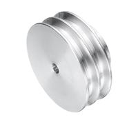 sourcing map V-Type Pulley 6mm Bore 60mm Outer Dia Double Groove Aluminum Alloy for Motor Shaft Drilling Machine 6mm(1/4") PU Shape Belt
