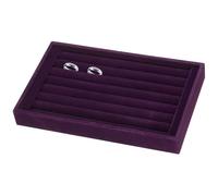 sourcing map Velvet 7 Slots Ring Organizer Jewelry Display Tray Showcase Ring Holder Velvet Jewelry Organizer Stand for Rings Earrings Purple