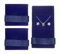 sourcing map Velvet Jewelry Pouch with Insert Pad 3.5 x 3.3 Inch Soft Jewelry Package Gift Storage Bag Easy to Carry Fit for Rings Necklace Bracelet, Dark Blue