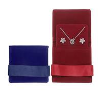 sourcing map Velvet Jewelry Pouch with Insert Pad 3.5 x 3.3 Inch Soft Jewelry Package Gift Storage Bag Easy to Carry Fit for Rings Necklace Bracelet, Dark Blue/Red