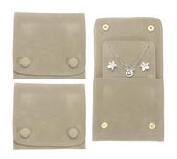 sourcing map Velvet Jewelry Pouch with Insert Pad 4 x 3.7 Inch Soft Jewelry Package Gift Storage Bag Easy to Carry Fit for Rings Necklace Bracelet, Beige