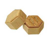 sourcing map Velvet Ring Box, 2 Slot Hexagon Wedding Ring Display Holder Box Jewelry Ring Gift Case for Wedding Ceremony Proposal Engagement, Ginger Yellow