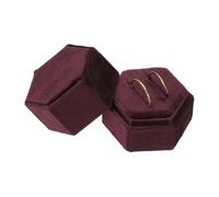sourcing map Velvet Ring Box, 2 Slot Hexagon Wedding Ring Display Holder Box Jewelry Ring Gift Case for Wedding Ceremony Proposal Engagement, Date Red