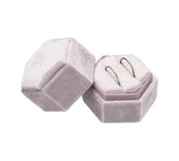 sourcing map Velvet Ring Box, 2 Slot Hexagon Wedding Ring Display Holder Box Jewelry Ring Gift Case for Wedding Ceremony Proposal Engagement, Light Purple