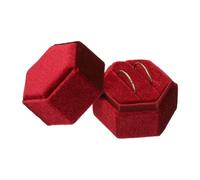 sourcing map Velvet Ring Box, 2 Slot Hexagon Wedding Ring Display Holder Box Jewelry Ring Gift Case for Wedding Ceremony Proposal Engagement, Red