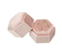 sourcing map Velvet Ring Box, 2 Slot Hexagon Wedding Ring Display Holder Box Jewelry Ring Gift Case for Wedding Ceremony Proposal Engagement, Light Pink