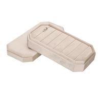 sourcing map Velvet Ring Organizer Jewelry Display Tray 7 Slots Showcase Ring Holder Case Velvet Jewelry Organizer Box Stand with Lid for Rings Earrings Beige