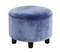 sourcing map Velvet Round Footstool Slipcover, Stretch Foot Stool Protector Covers Plush Furniture Protector Cover with Elastic Bottom for Footstool Living Room Bedroom(Small, Sky Blue)