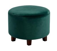 sourcing map Velvet Round Footstool Slipcover, Stretch Foot Stool Protector Covers Plush Furniture Protector Cover with Elastic Bottom for Footstool Living Room Bedroom(Small, Dark Green)
