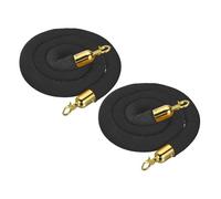 sourcing map Velvet Stanchion Rope 5 Ft/1.5 M, Barrier Rope Velvet Carpet Ropes with Snap Hooks for Posts Stands Queue Divider Crowd Control, Black Golden Pack of 2