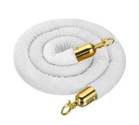 sourcing map Velvet Stanchion Rope 5 Ft/1.5 M, Barrier Rope Velvet Carpet Ropes with Snap Hooks for Posts Stands Queue Divider Crowd Control, White Golden