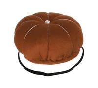 sourcing map Velvet Wrist Pin Cushion Pumpkin Needle Sewing Pin Holder with Elastic Wrist Strap Fit All Wrist Sizes for Sewing Quilting Needlework DIY Crafts, Brown