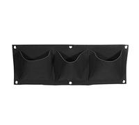 sourcing map Vertical Hanging Grow Bag with 3 Pockets, Wall Mounted Felt Fabric Flowerpot Bag Plant Container for Garden Home Decoration, Black