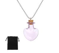 sourcing map Vial Necklace, 26mm Small Glass Bottles Jars Pendants with Cork Stoppers Black Velvet Bag for Jewelry DIY Crafts Party Wedding Decor Favors, Heart Shaped, Pink