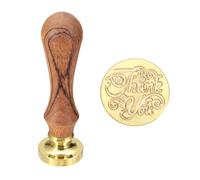 sourcing map Vintage Wax Seal Stamp, 25mm Blessings Brass Head and Wooden Handle Stamps for Personalized Halloween Christmas Wedding Cards Gift Envelopes Invitation Sealing, Thank You