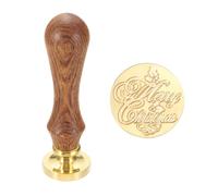 sourcing map Vintage Wax Seal Stamp, 25mm Blessings Brass Head and Wooden Handle Stamps for Personalized Halloween Christmas Wedding Cards Gift Envelopes Invitation Sealing, Merry Christmas