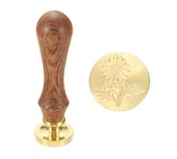 sourcing map Vintage Wax Seal Stamp, 25mm Flowers and Plants Brass Head and Wooden Handle Stamps for Personalized Halloween Christmas Wedding Cards Gift Envelopes Invitation Sealing, F31