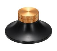 sourcing map Vinyl Record Weight Stabilizer,172g/6oz Aluminum Record Clamp Weight Disc Stabilizer 3"x1.5" Turntable Vibration Damper Reducer for LP Players,Black with Gold Knob