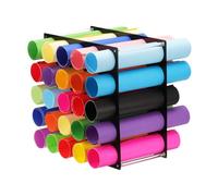 sourcing map Vinyl Roll Storage Rack, 1 Set Acrylic Vinyl Roll Holder for Up to 25-Holes, Vinyl Organization for Craft Room Vinyl Roll Gift Wrap, Black