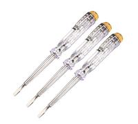 sourcing map Voltage Tester AC 100-500V with 3mm Slotted Screwdriver with Clip for Circuit Test, Clear, Pack of 3