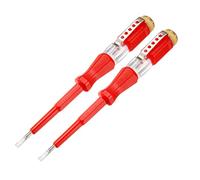 sourcing map Voltage Tester AC 100-500V with 3mm Slotted Screwdriver with Clip for Circuit Test, Red, Pack of 2
