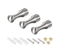sourcing map Wall Hook Robe Towel Hook Wall Mounted Coat Hooks 14x45mm(DXL) Brushed Silver Tone 3Pcs