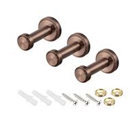 sourcing map Wall Hook Robe Towel Hook Wall Mounted Coat Hooks Hanger Brushed Copper Tone 3Pcs