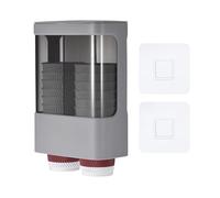 sourcing map Wall Mount Cup Dispenser Disposable Pull Type Cup Holder Fit for 3oz - 5oz Double Slot Paper Cup Dispenser with Mounting Adhesive for Home Office Bathroom Break Room Gym, Grey