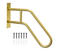 sourcing map Wall Mounted Handrails for Outdoor Steps, Hand Rail for 1-3 Stairs, U-Shaped Stair Handrails (22.8" Length,18.5" Height) for Garden Garage Porch Patio Steps Gold