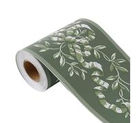 sourcing map Wall Paper Border Self Stick Wall Covering PVC Floor Borders for Kitchen Bathroom Bedroom Wall Decor Paper, Branch Pattern Green, 3.94 Inch by 32.8 feet