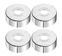 sourcing map Wall Split Flange, 4 Pcs 70x25 mm - Cuttable ABS Round Escutcheon Plate Cover Buckle, Shower Arm Flange for 20/25/33mm(0.8/1.0/1.3 Inch) Water Pipe Faucet Decoration (Silver)