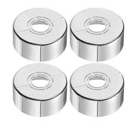 sourcing map Wall Split Flange, 4 Pcs 70x30 mm - Cuttable ABS Round Escutcheon Plate Cover Buckle, Shower Arm Flange for 20/25/33mm(0.8/1.0/1.3 Inch) Water Pipe Faucet Decoration (Silver)