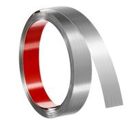 sourcing map Wall Trim Molding, 16.4 ft x 0.98 in Stainless Steel Peel and Stick Self Adhesive Trim Metalized Brushed Finish Strip Border Edge Frame Trim for Home DIY Decoration, Silver