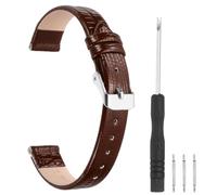sourcing map Watch Band 10mm Width PU Leather Quick Release Soft Watch Straps Replacement Lizard Grain Pattern with Stainless Steel Gold Buckle and Spring Bar for Men Women, Dark Brown