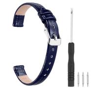sourcing map Watch Band 10mm Width PU Leather Quick Release Soft Watch Straps Replacement Lizard Grain Pattern with Stainless Steel Silver Buckle and Spring Bar for Men Women, Blue