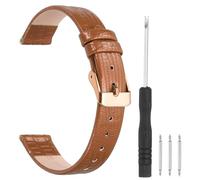 sourcing map Watch Band 10mm Width PU Leather Quick Release Soft Watch Straps Replacement Lizard Grain Pattern with Stainless Steel Rose Gold Buckle and Spring Bar for Men Women, Light Brown