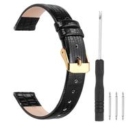 sourcing map Watch Band 10mm Width PU Leather Quick Release Soft Watch Straps Replacement Lizard Grain Pattern with Stainless Steel Gold Buckle and Spring Bar for Men Women, Black