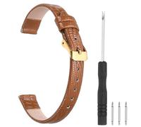 sourcing map Watch Band 12mm Width PU Leather Quick Release Soft Watch Straps Replacement Lizard Grain Pattern with Stainless Steel Gold Buckle and Spring Bar for Men Women, Light Brown