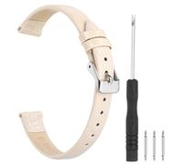 sourcing map Watch Band 12mm Width PU Leather Quick Release Soft Watch Straps Replacement Lizard Grain Pattern with Stainless Steel Silver Buckle and Spring Bar for Men Women, Beige