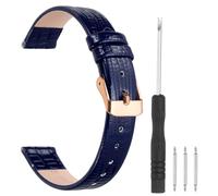 sourcing map Watch Band 12mm Width PU Leather Quick Release Soft Watch Straps Replacement Lizard Grain Pattern with Stainless Steel Rose Gold Buckle and Spring Bar for Men Women, Blue