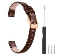 sourcing map Watch Band 12mm Width PU Leather Quick Release Soft Watch Straps Replacement Lizard Grain Pattern with Stainless Steel Rose Gold Buckle and Spring Bar for Men Women, Dark Brown