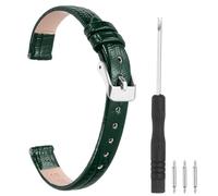 sourcing map Watch Band 14mm Width PU Leather Quick Release Soft Watch Straps Replacement Lizard Grain Pattern with Stainless Steel Silver Buckle and Spring Bar for Men Women, Green