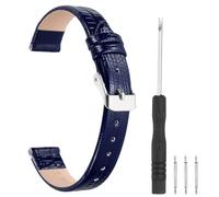 sourcing map Watch Band 14mm Width PU Leather Quick Release Soft Watch Straps Replacement Lizard Grain Pattern with Stainless Steel Silver Buckle and Spring Bar for Men Women, Blue